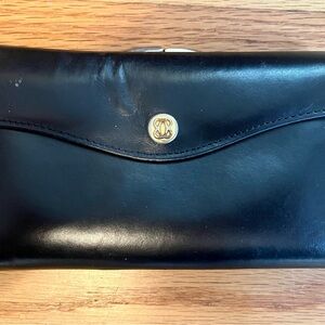 Bosca Black Leather Wallet with Gold Accent